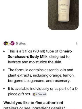 Oneiro Sunchasers Body Milk - White Moisturizing Body Wash